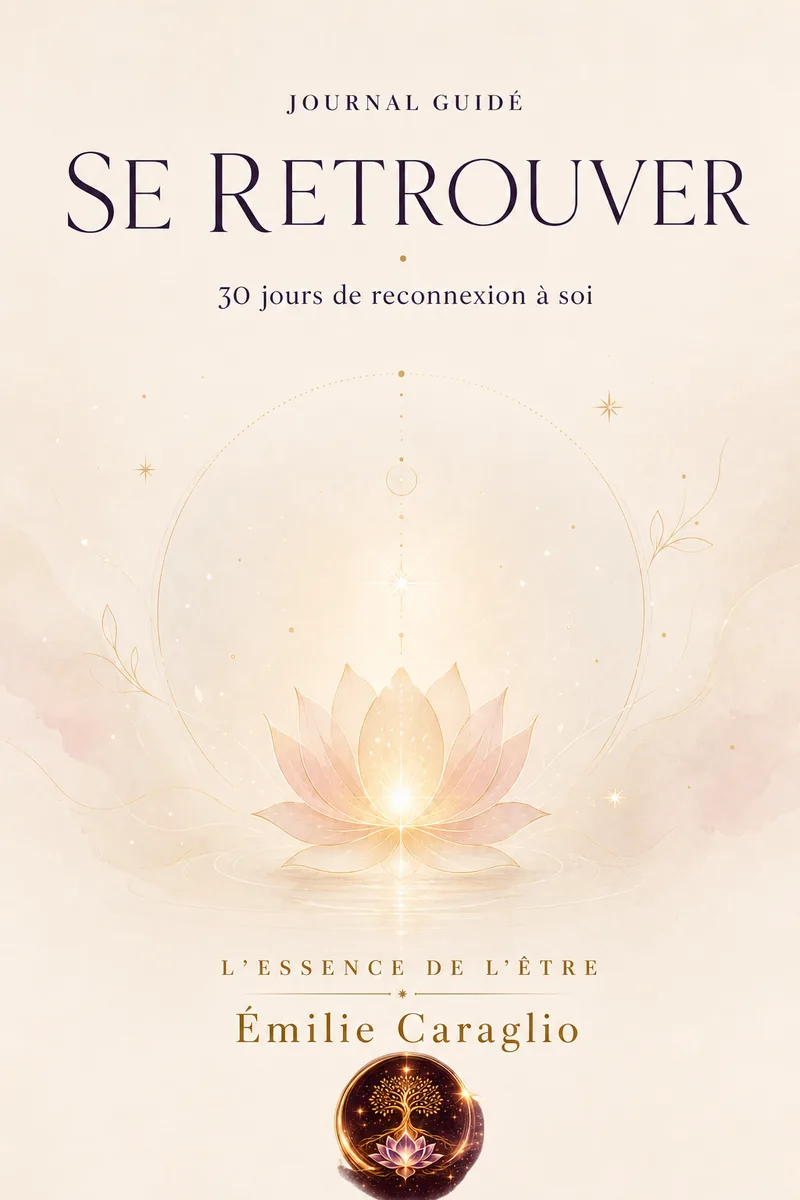 Couverture du journal guidé « Se retrouver » — 30 jours pour ralentir, écouter tes besoins et te reconnecter à toi-même.